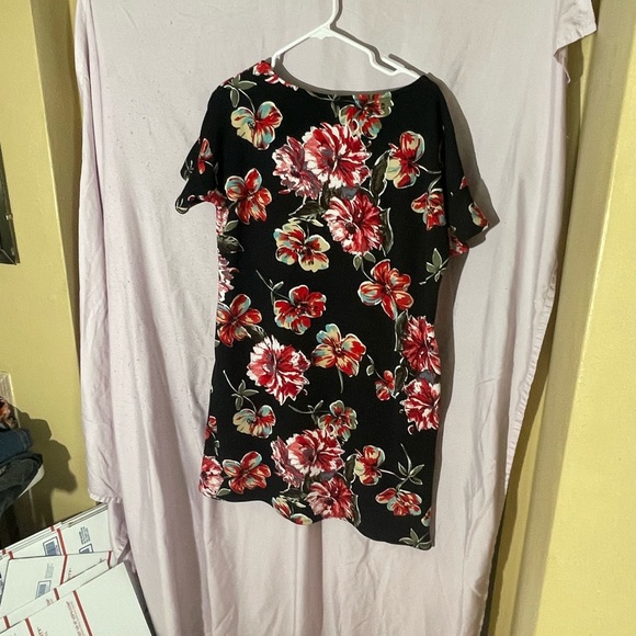 Hello Molly Black Mini Dress with Red and Green Floral Design - Picture 3 of 3